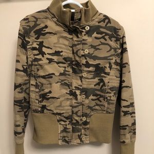 LIKE NEW Silver Jean Camo Bomber Jacket